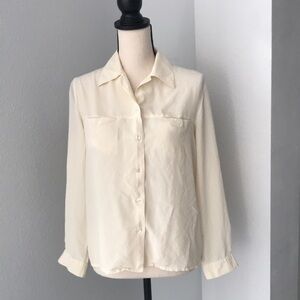 WOMEN Ivory Long Sleeves Buttons Down Silk Blouse | 12